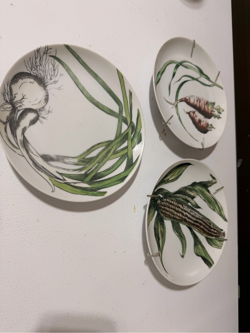 Vintage Arabia Finland Vihreä Linja Decorative Botanical Plate Set